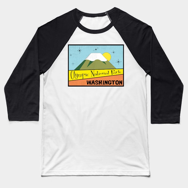 Olympic National Park Washington Retro Baseball T-Shirt by TravelTime